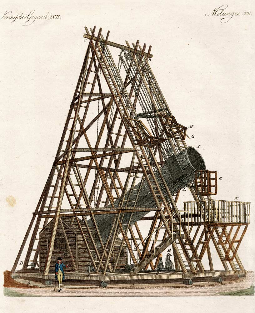 Herschel's telescope von German School, (19th century)