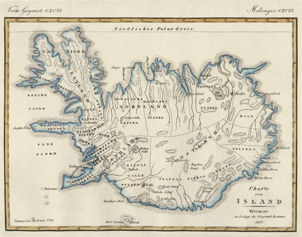 Map of Iceland von German School, (19th century)
