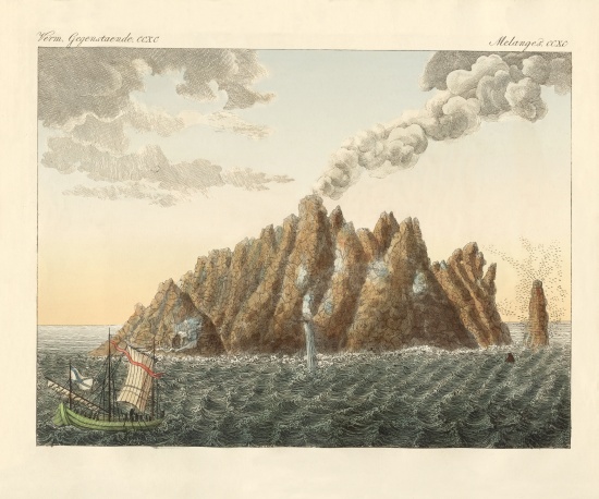 The volcanic island of Holy John the Theologian von German School, (19th century)