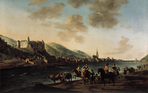 Ansicht der Stadt Heidelberg und des Schlosses vom rechten Neckarufer aus von Gerrit Adriaensz Berckheyde