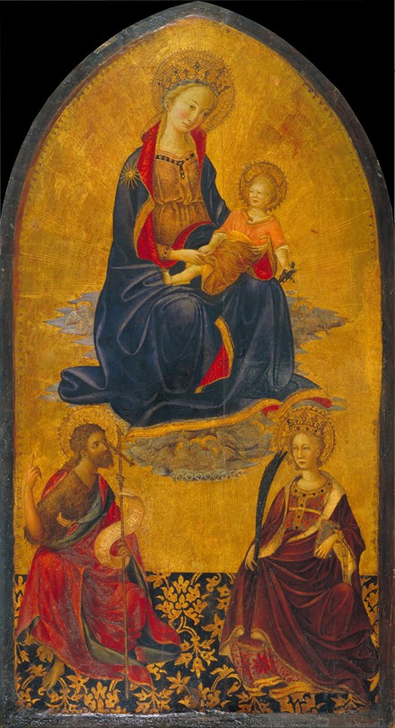 Die Anbetung des Christuskindes durch die Heiligen Johannes den Täufer und Katharina von Gherardo Starnina