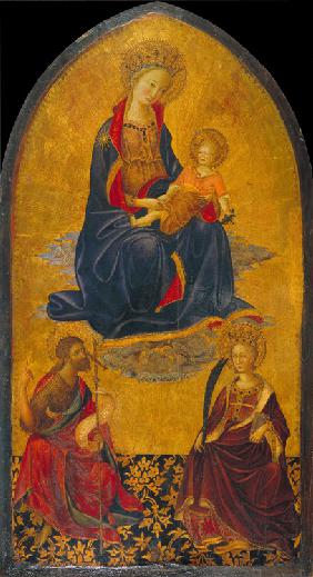 Die Anbetung des Christuskindes durch die Heiligen Johannes den Täufer und Katharina