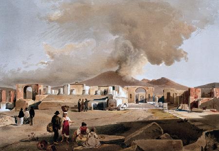 The Temple of Jupiter and the Forum at Pompeii, c.1860 (colour litho) 1876
