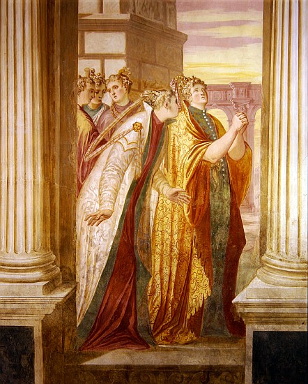 Left wall depicting Sophonisba crying von Giovanni Battista  Zelotti