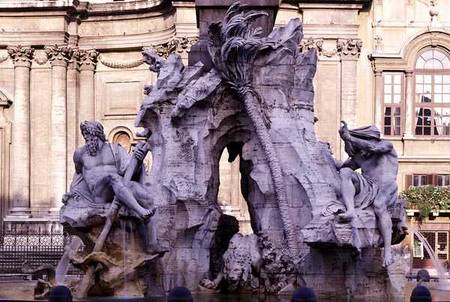 Fontana dei Quattro Fiumi (Fountain of the Four Rivers) von Gianlorenzo Bernini