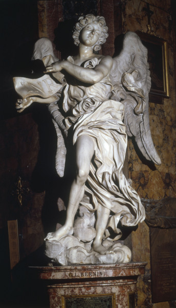 G.L.Bernini / Angel with cross inscript. von Gianlorenzo Bernini