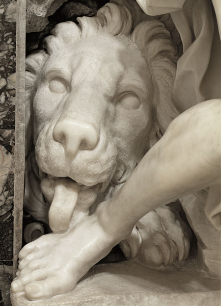 A Lion licking the foot of Daniel  (detail of 186919) von Gianlorenzo Bernini
