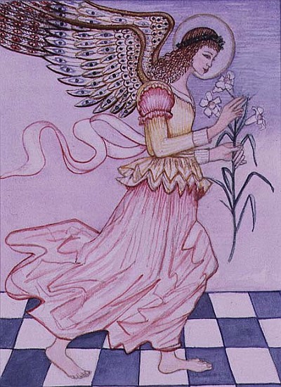 Angel with tiger lily, 1995 (w/c)  von  Gillian  Lawson