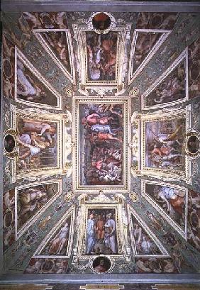 The ceiling of the Sala di Cosimo Il Vecchio showing Cosimo de' Medici (1389-1464) returning from ex c.1560