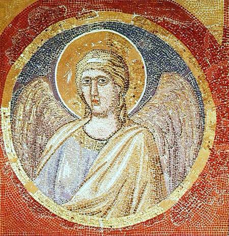 Detail of an angel from the Navicella, the Ship of the Church von Giotto (di Bondone)