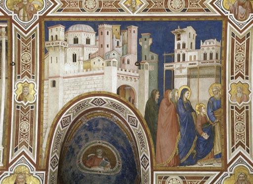 Die Heimkehr des zwoelfjaehrigen Jesus mit Maria und Josef nach Nazareth von Giotto (di Bondone)