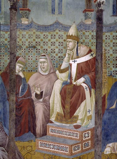 Der hl. Franziskus predigt vor Papst Honorius III. von Giotto (di Bondone)