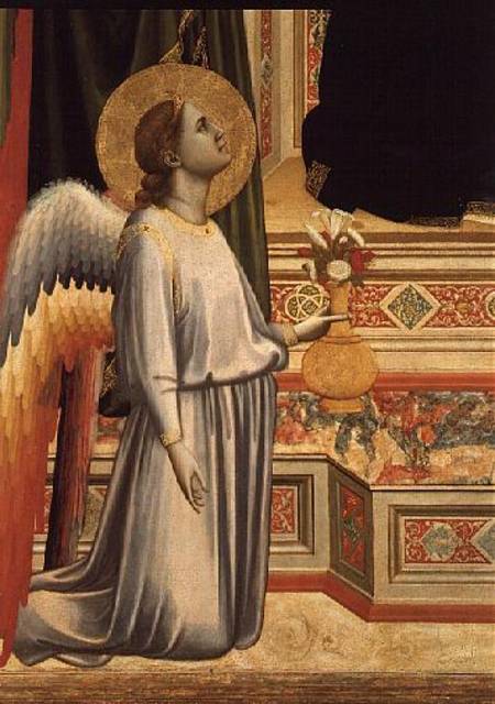 The Madonna di Ognissanti (Detail of Kneeling Angel with Vase of Flowers) von Giotto (di Bondone)