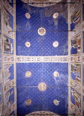 View of the ceiling vault with medallions depicting Christ, Madonna and Child and the Doctors of the c.1305