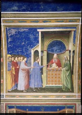 The Virgin's Suitors Presenting their Rods at the Temple c.1305