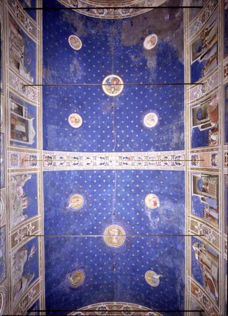 View of the ceiling vault with medallions depicting Christ, Madonna and Child and the Doctors of the von Giotto (di Bondone)