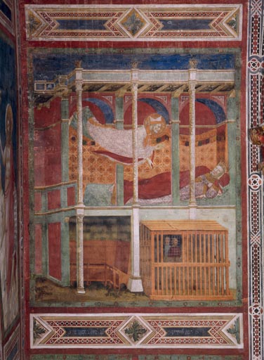 Der hl. Nikolaus erscheint dem Kaiser Konstantin im Traum von Giotto (Schule)