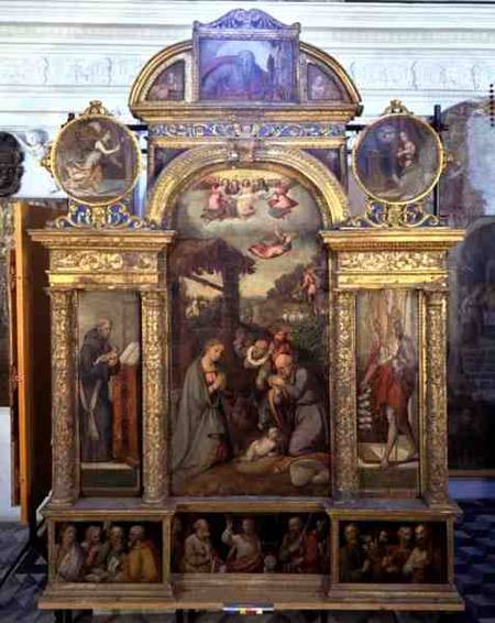 Polyptych showing the Nativity and other religious scenes von Giovan Filippo Crescuolo