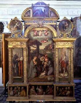 Polyptych showing the Nativity and other religious scenes