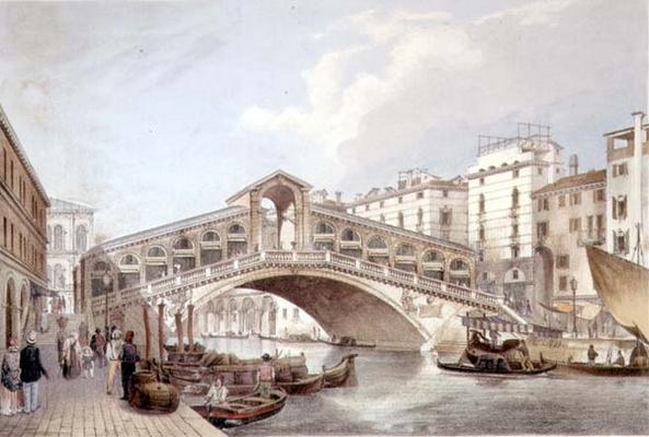 The Ponte di Rialto, Venice, engraved by Lefevre (litho) von Giovanni Battista Cecchini