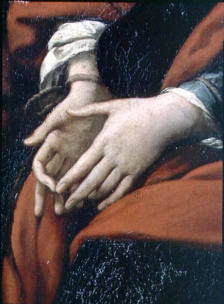 The Martyrdom of SS. Rufina and Seconda, known as the 'three-handed picture', detail of bound hands, von Giovanni Battista Crespi