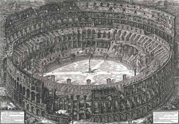 Aerial view of the Colosseum in Rome from 'Views of Rome', first published in 1756, printed Paris 18 von Giovanni Battista Piranesi