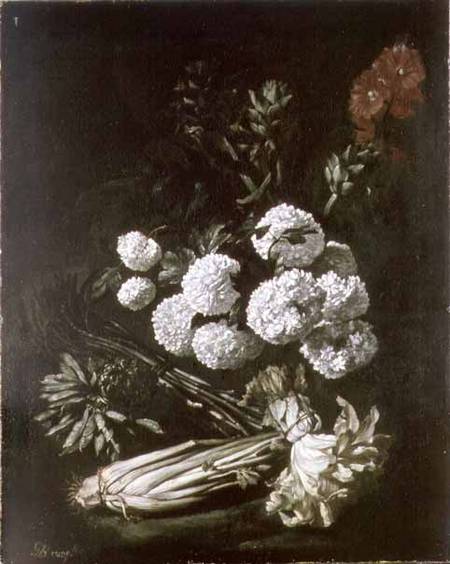 Still Life of Flowers and Vegetables von Giovanni-Battista Ruoppolo or Ruopolo