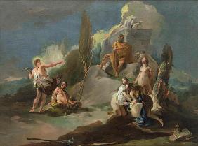 Apollo and Marsyas, c.1720-21 (oil on canvas) 18th