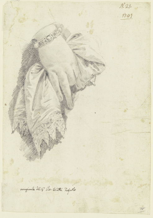 Weibliche Hand mit Tuch von Giovanni Battista Tiepolo