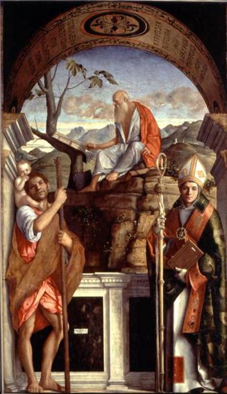 St. Jerome, St. Christopher and St. Augustine von Giovanni Bellini
