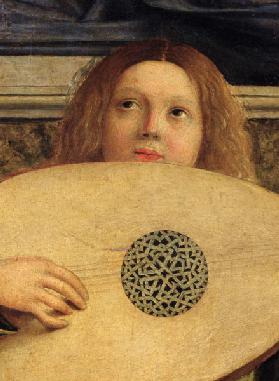 The San Giobbe Altarpiece, detail of angel playing music, c.1487 (detail of 55433)