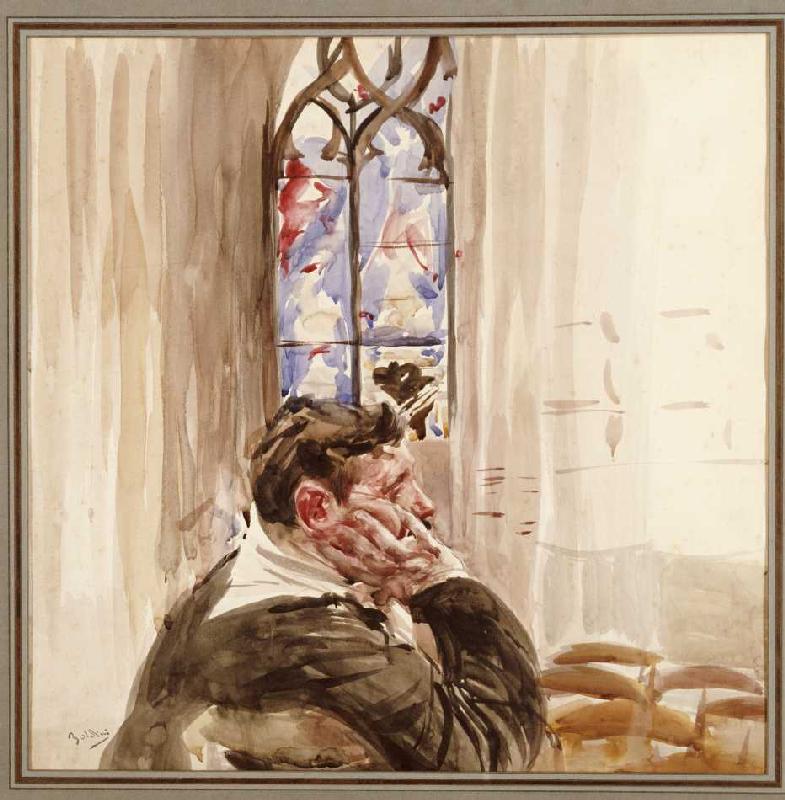 Bildnis eines Mann in der Kirche von Giovanni Boldini