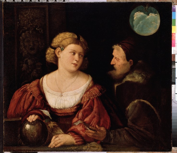 Die Versuchung (Alter Mann und junge Frau) von Giovanni Cariani