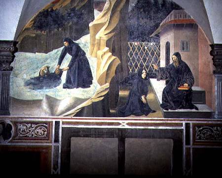 St. Benedict Sending Mauro to Save the Drowning Placidus from the Lake detail from the fresco cycle von Giovanni  di Consalvo
