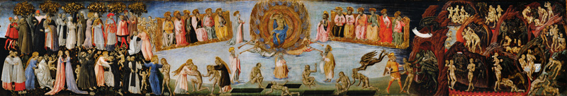 The Last Judgement, predella panel depicting Heaven and Hell von Giovanni  di Paolo di Grazia