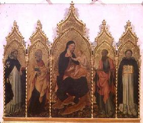 Madonna and Child with SS. Dominic, Peter, Paul and Thomas Aquinas, altarpiece, 1445 (tempera on pan 20th