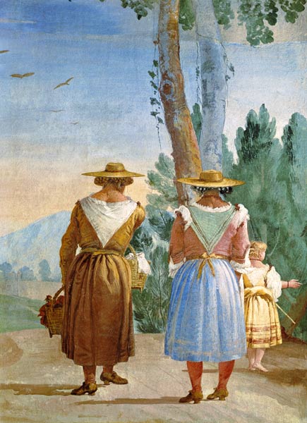 Two Peasant Women and a Child Seen from Behind from the 'Foresteria' ( 1757 von Giovanni Domenico Tiepolo