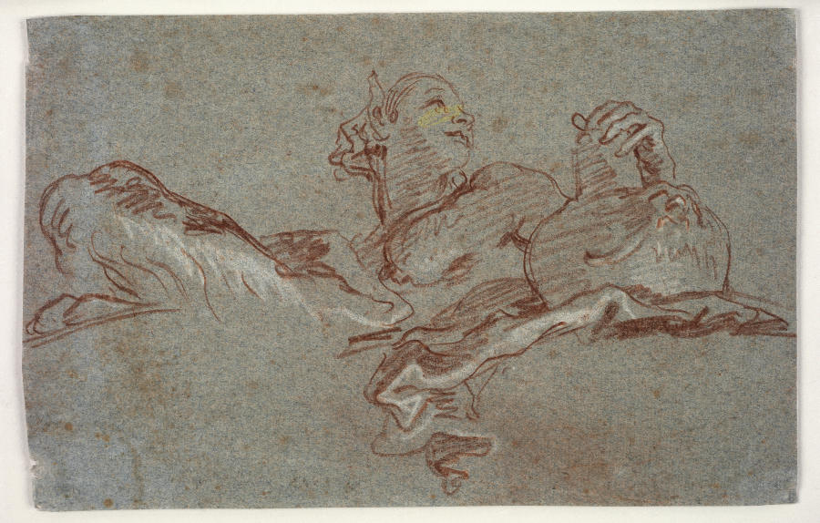 Weiblicher Faun mit Amphore, in Untersicht von Giovanni Domenico Tiepolo