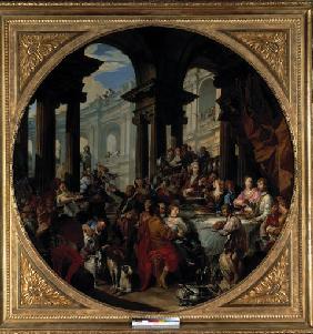 G.P.Pannini, Festmahl u. einem Portikus 1750