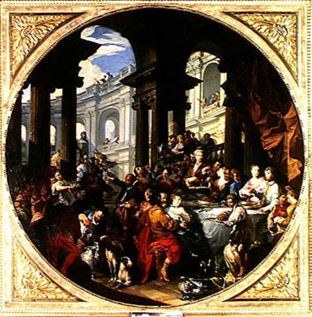 Feast under an Ionic Portico von Giovanni Paolo Pannini
