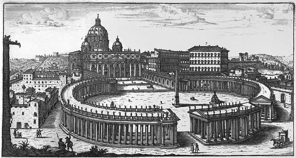 Bernini''s original plan for St. Peter''s Square, Rome von Giovanni Battista Falda