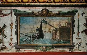 An device that allowed Archimedes (c.287-12 BC) to drag a ship ashore, Stanza della Mattematica 1587-1609