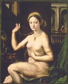 Dame bei ihrer Toilette von Giulio Romano