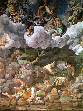 Olympus and Zeus Destroying the Rebellious Giants, detail from one of the walls of the Sala dei Giga 1530-32