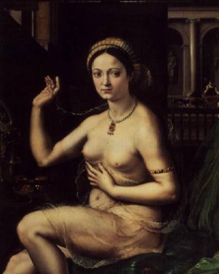 Woman with a Mirror von Giulio Romano