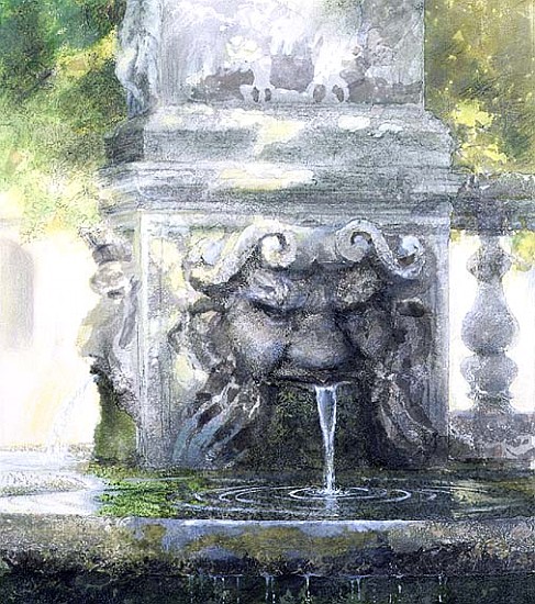 Fountain in the Borghese Gardens, Rome, 1982 (w/c and gouache on paper)  von Glyn  Morgan