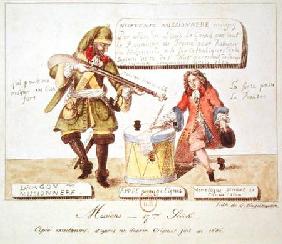 Missions of the 17th Century: The Missionary Dragoon forcing a Huguenot to Sign his Conversion to Ca exact copy