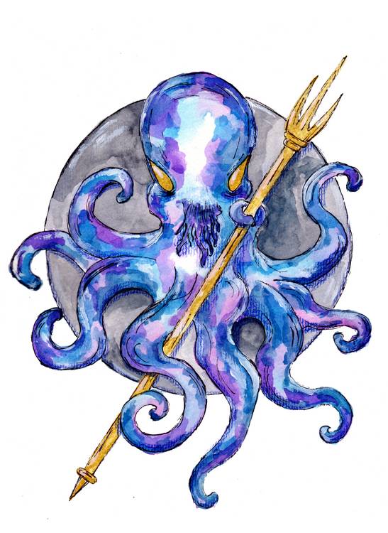 Purple Octopus with Trident von Sebastian  Grafmann