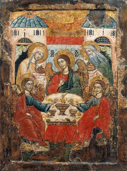 Abraham and the Three Angels, icon, from Macedonia von Greek School