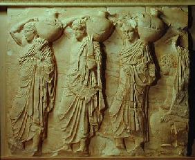 Relief depicting hydria carriers from the North Frieze of the Parthenon c.447-432